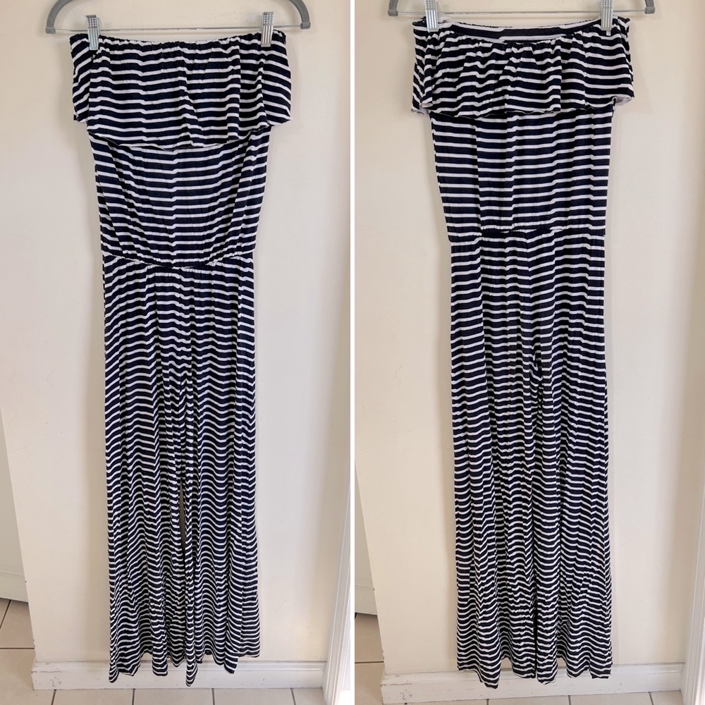 Tart strapless ruffle top wide leg jumpsuit sz XS